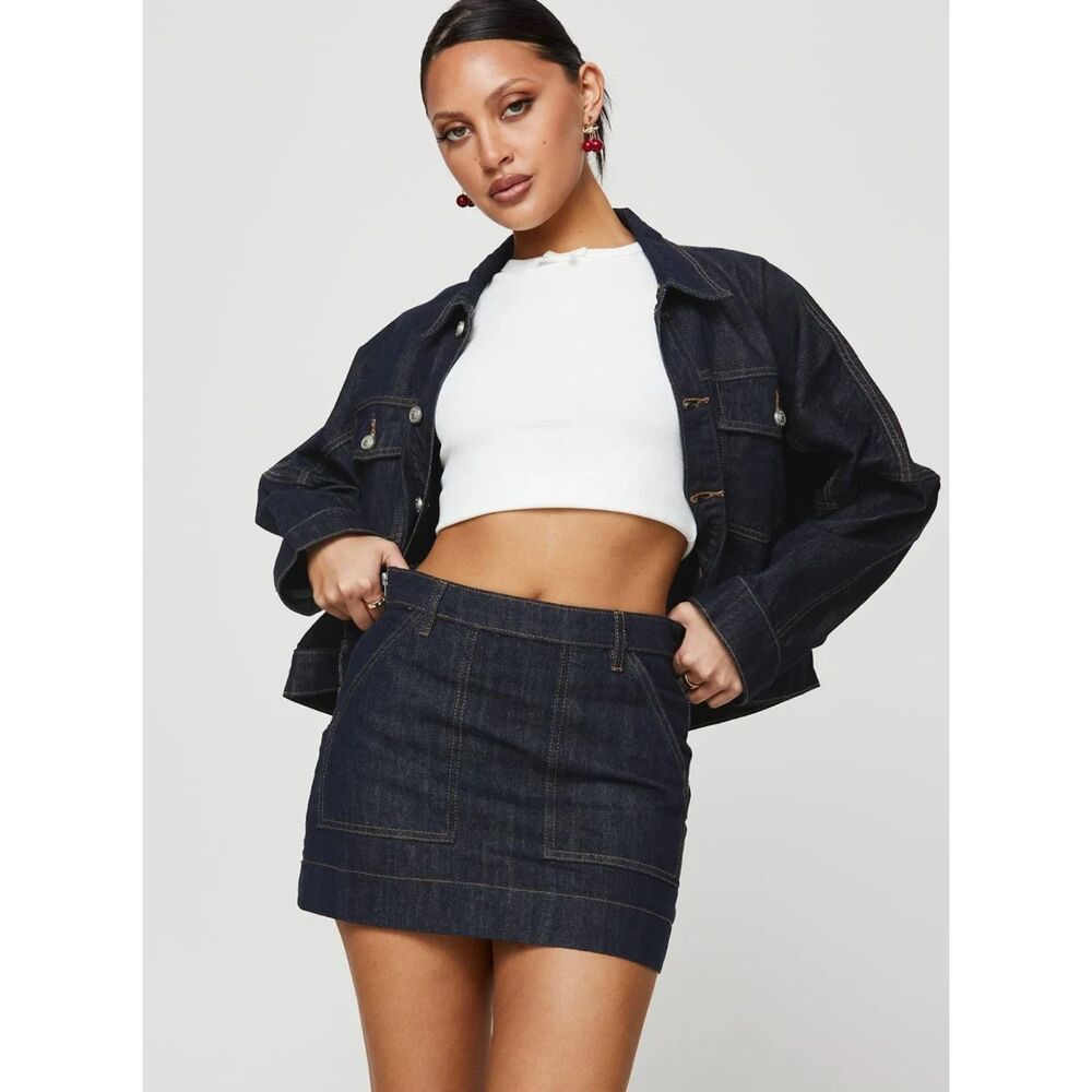 PP-DNM Princess Polly Women's Denim Jean Mini Skirt size 8 NWT